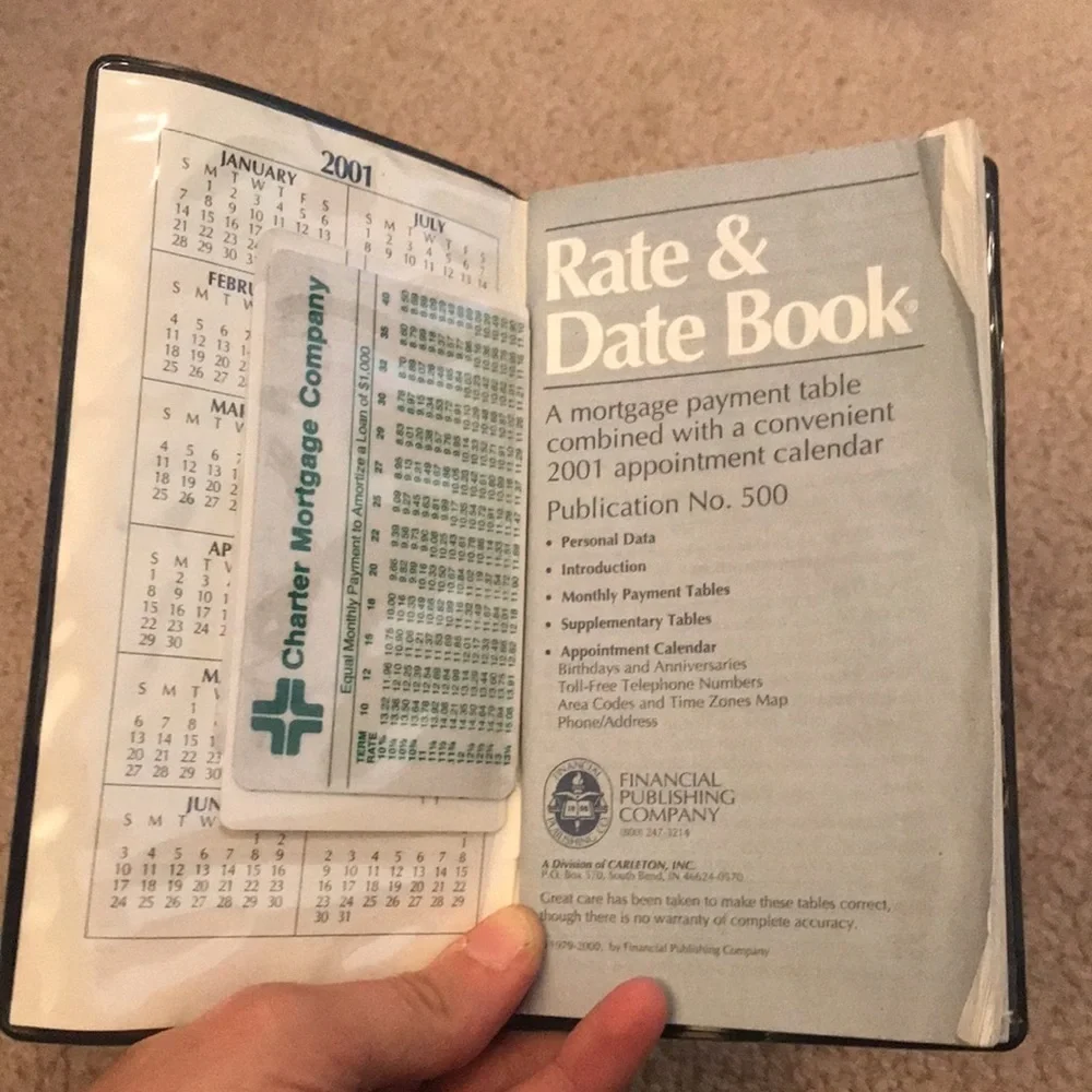 Wachovia mortgage rate tables+2001 calendar
